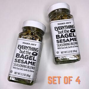 Set of 4! Trader Joe’s — Everything Bagel Seasoning Sea Salt 2.3oz Glass Jar NEW